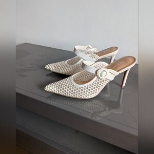 NWT Nine West Ivory Mesh Pointed Toe Heels 4” Stiletto Size 10**FITS LIKE A 9***